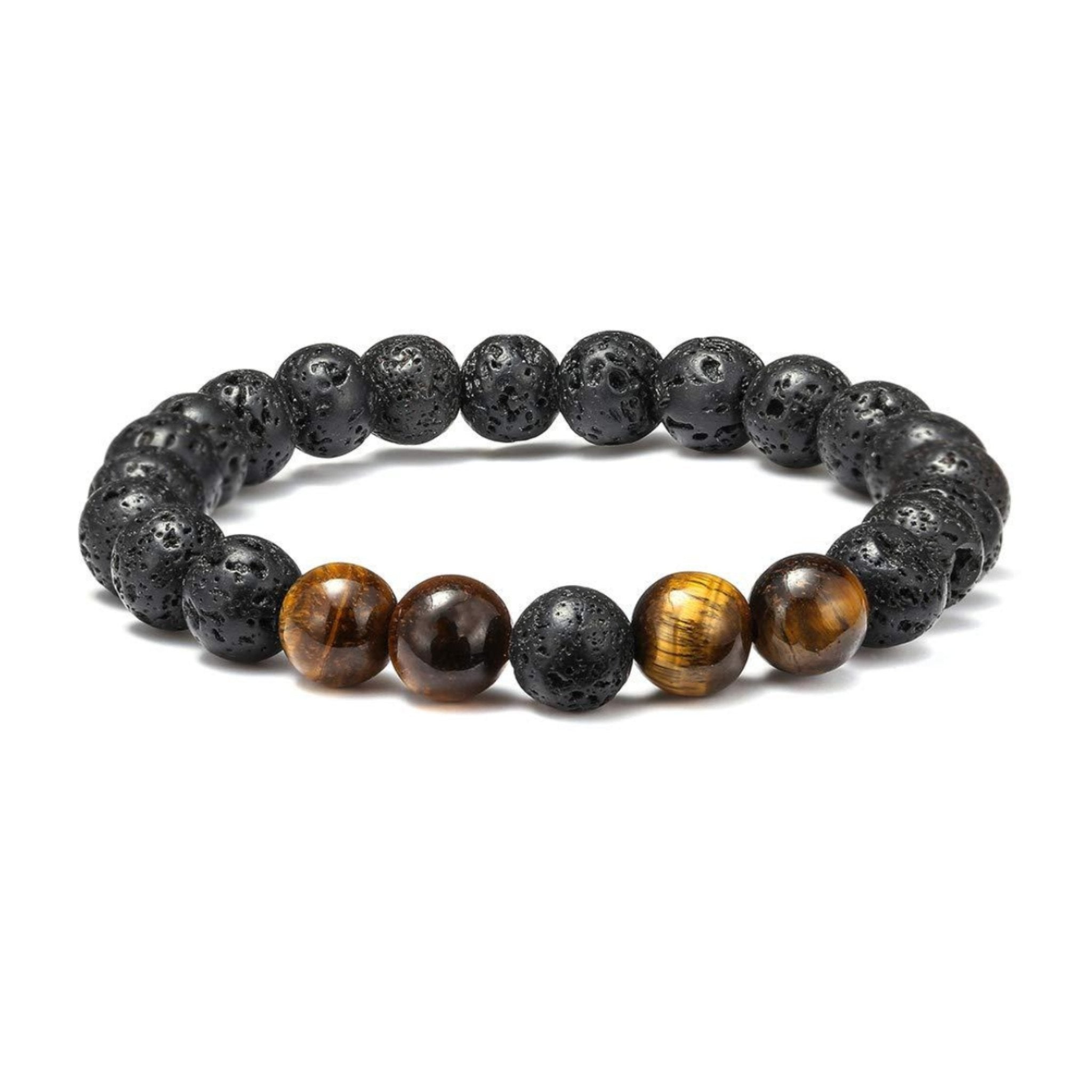 Tigers Eye x Lava Bead Stone Bracelet