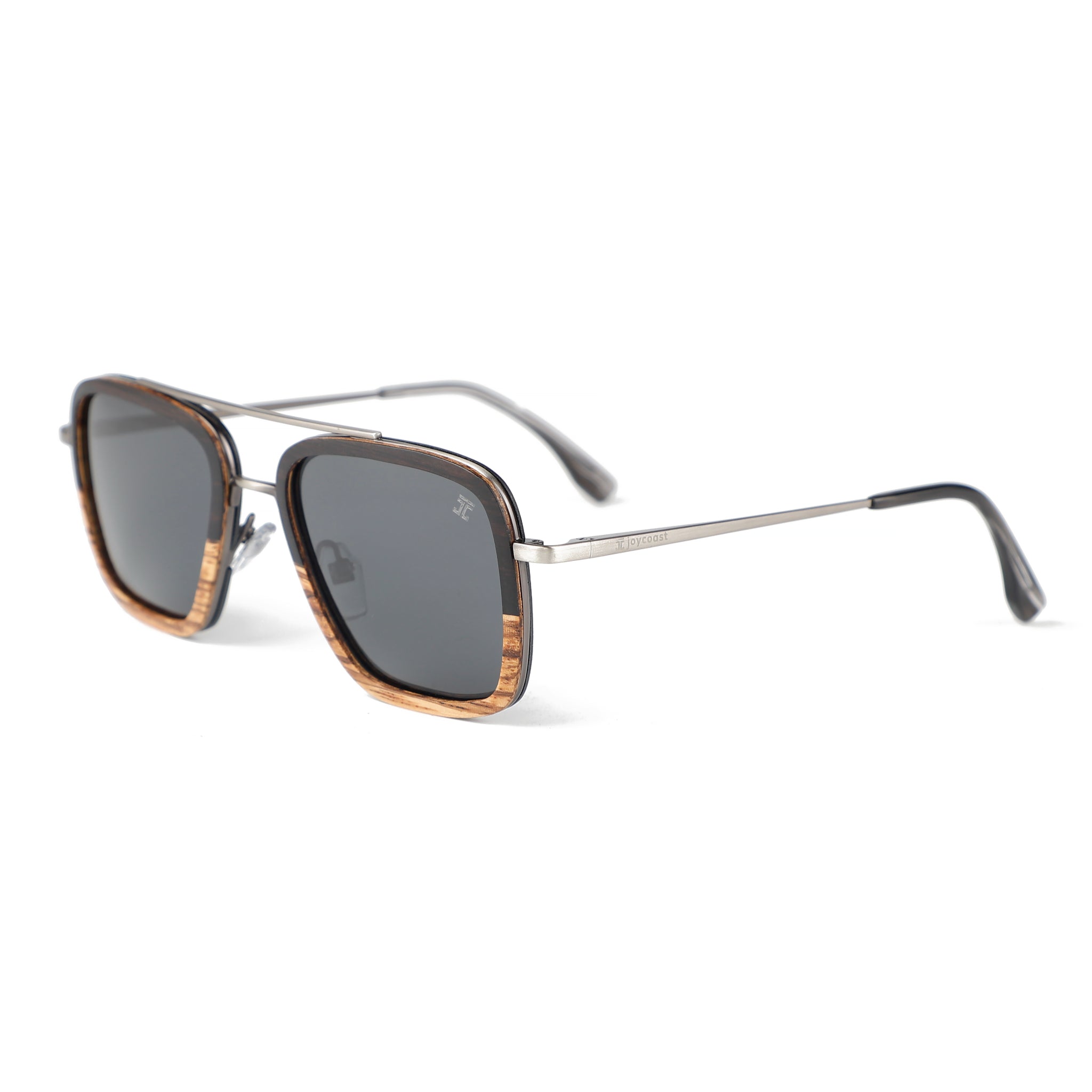 Bonnies kids wooden sunglasses with dark lenses and light wood side panels