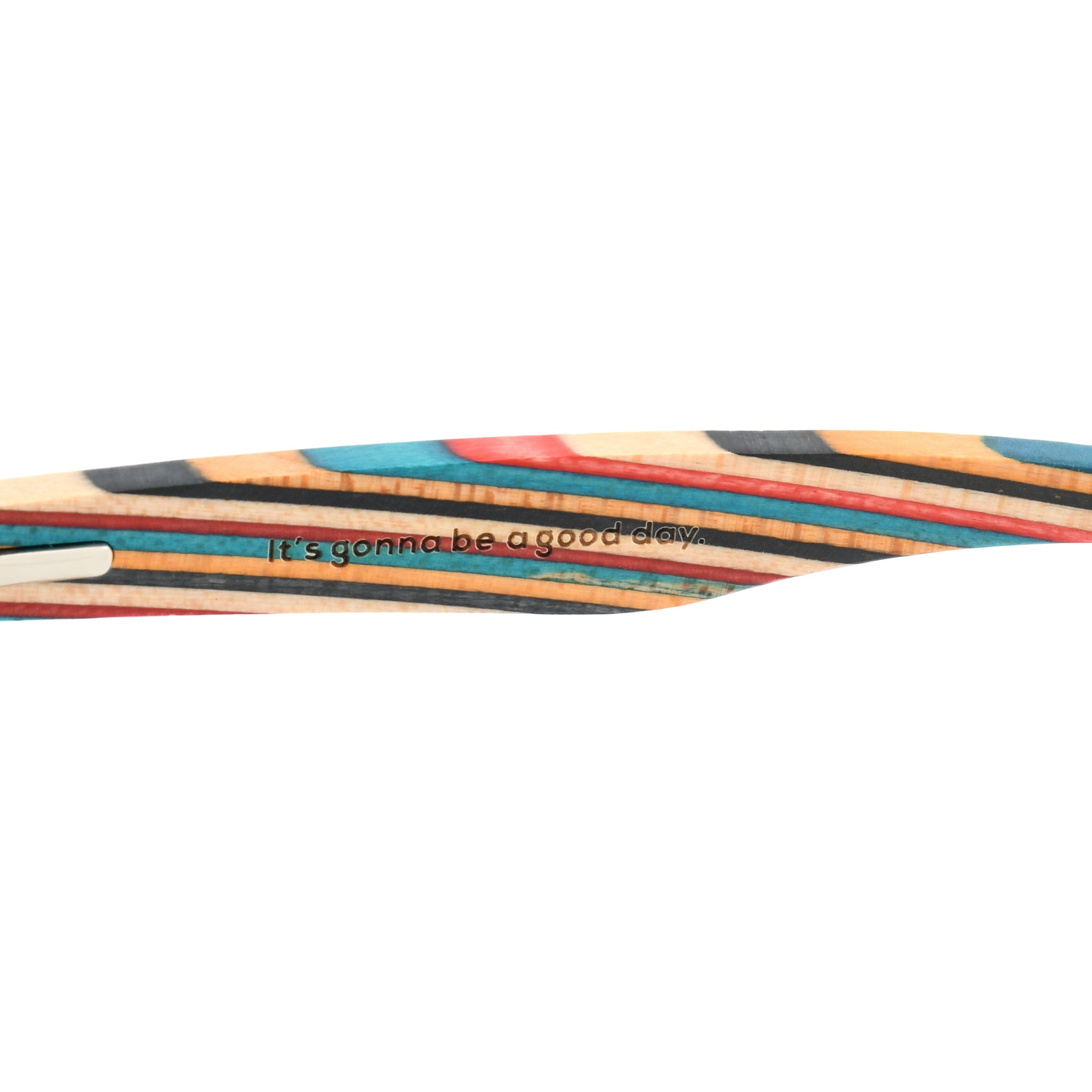 Reading glasses close-up, multicolor stripe temple arm