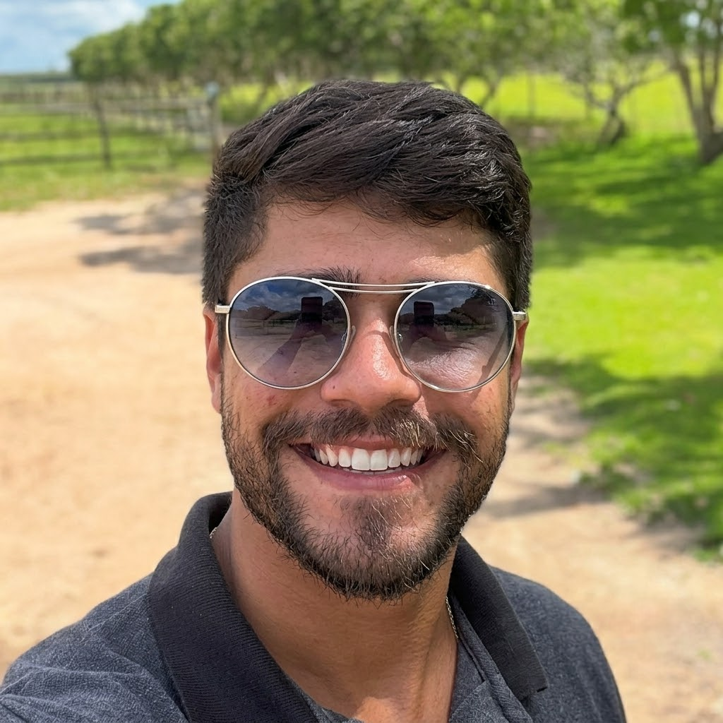 Cat-eye sunglasses on a person: blue lenses, light frame with metal temples