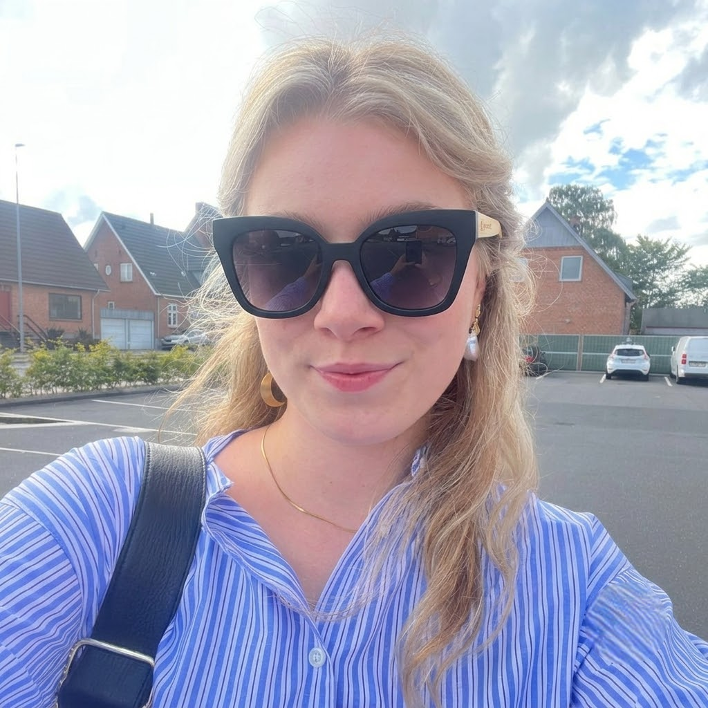 Cat-eye wooden sunglasses with dark lenses, black frame and light wood temples