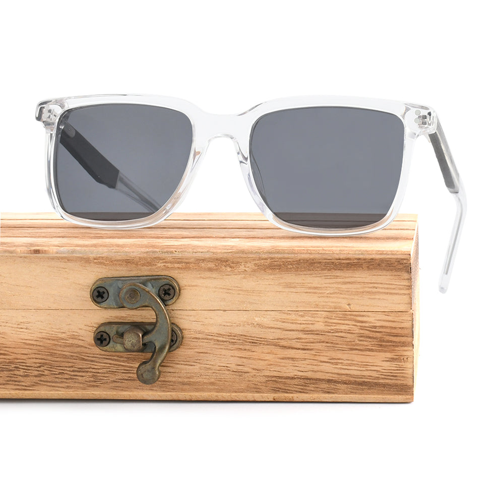 Clear Rectangular Sunglasses UV400 Protection Spring Hinge Gift Boxed The Fresh Minimalist Small Rectangular Sunglasses Clear  main image 2