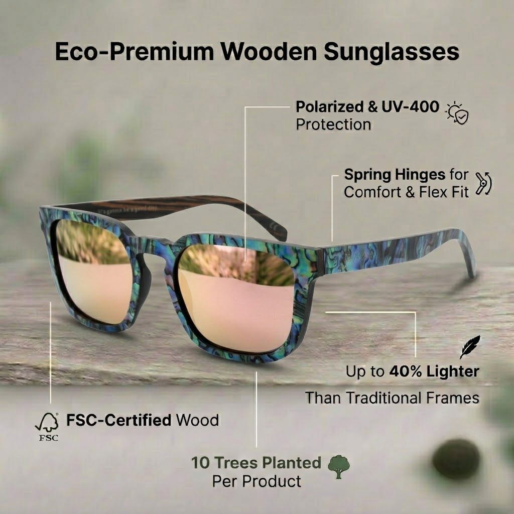 Cat-eye sunglasses with blue patterned frames and mirrored pink-tinted lenses.