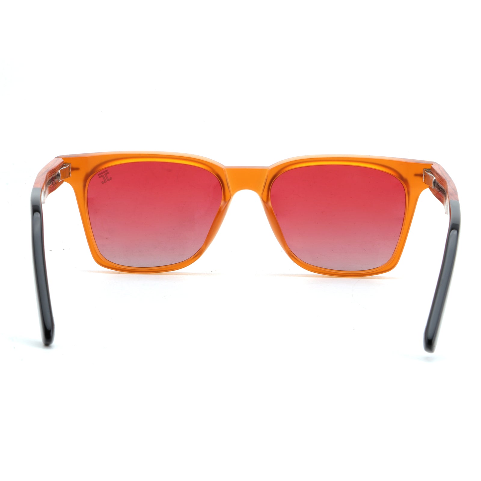 Kids square sunglasses with orange frame and pink tinted lenses, UV protected
