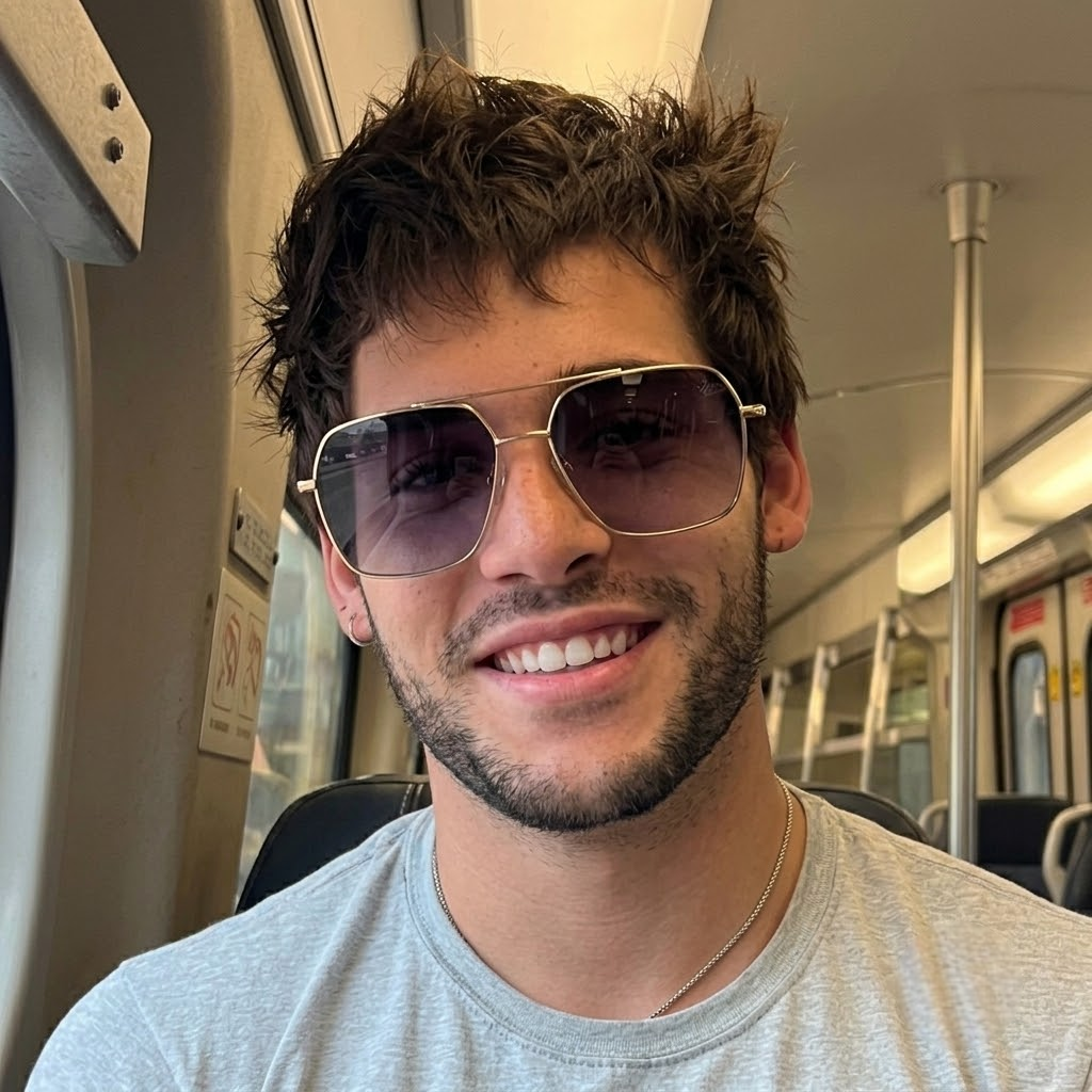 Wooden square aviator sunglasses on person, light frame with dark lenses