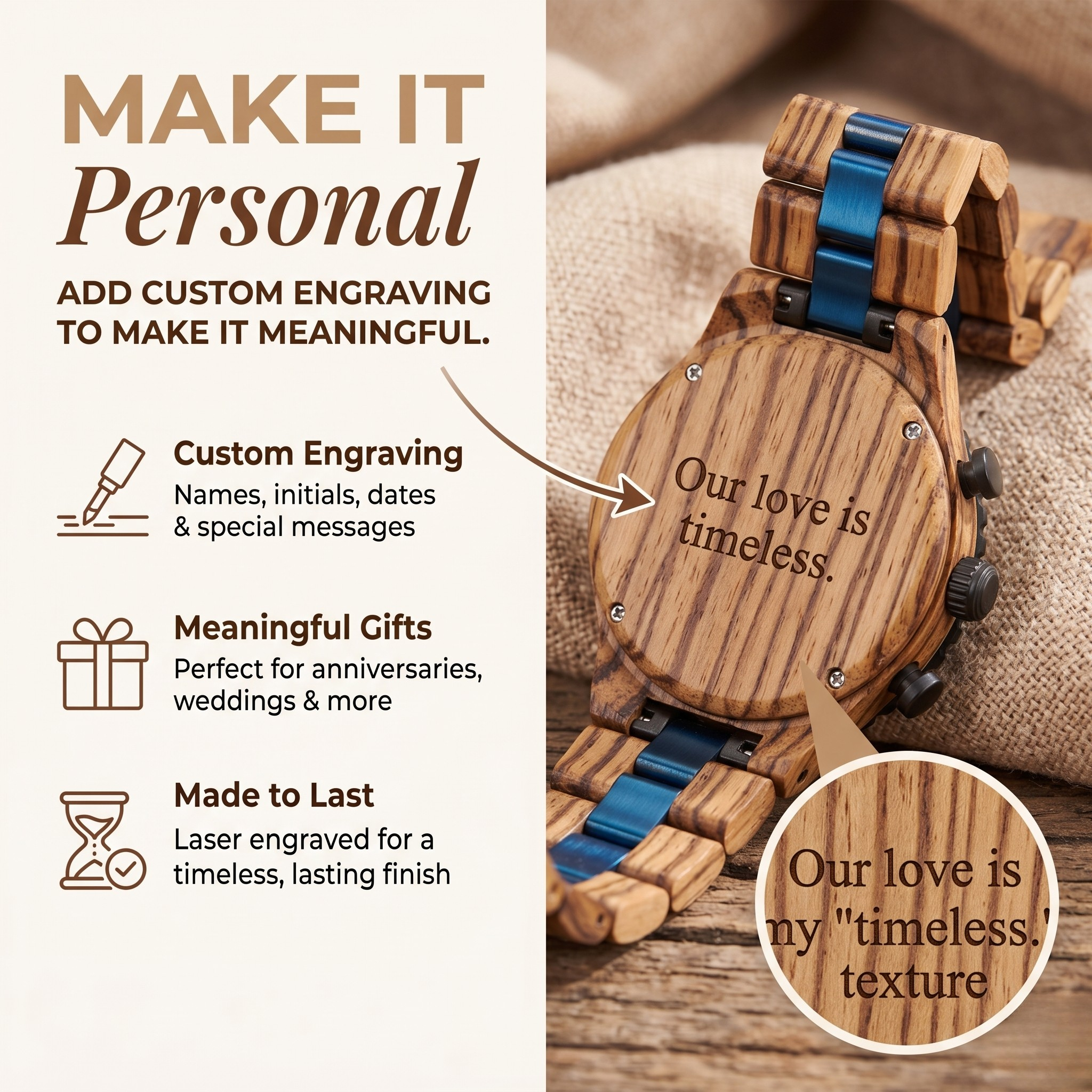 Zion Zebrawood Chronograph Watch