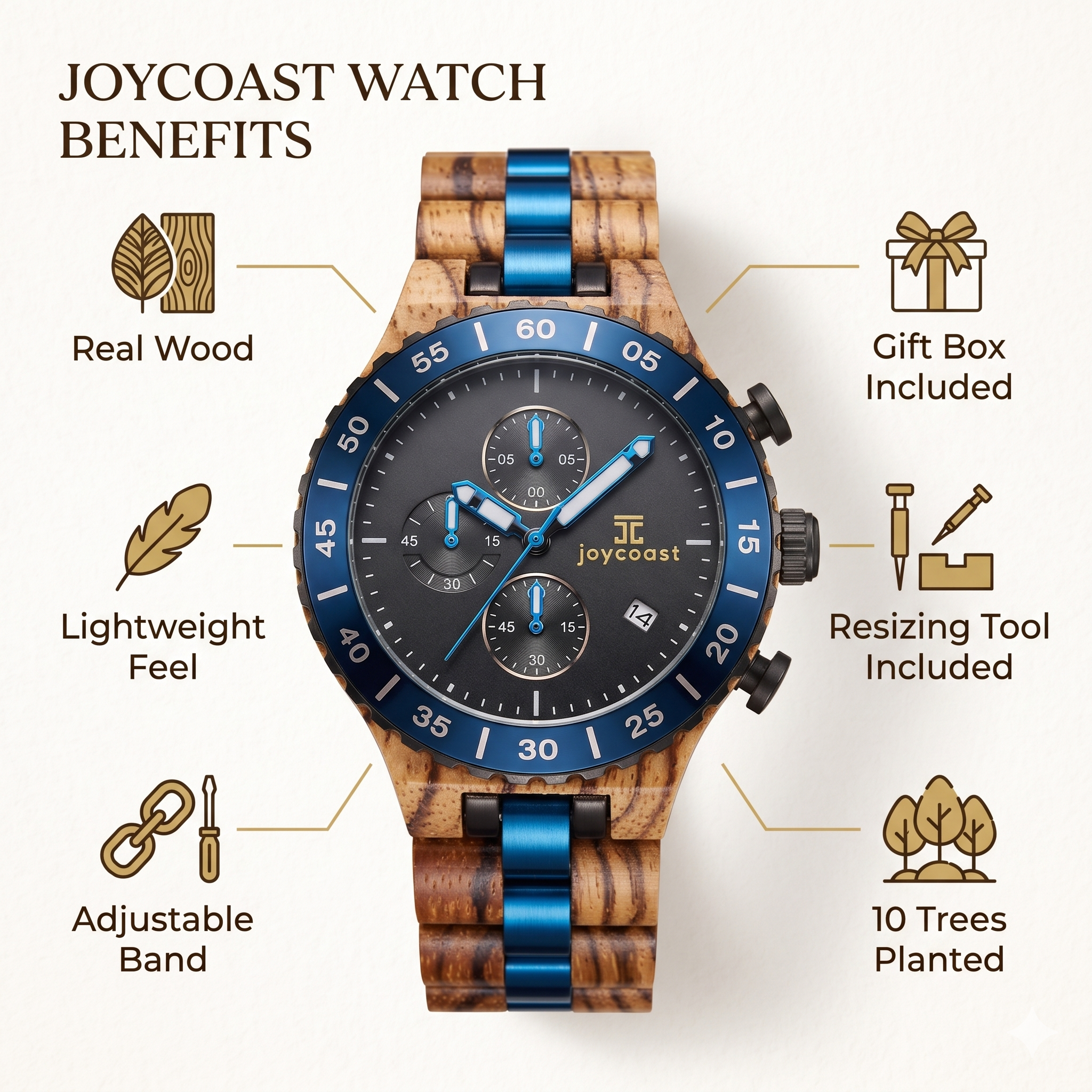 Zion Zebrawood Chronograph Watch