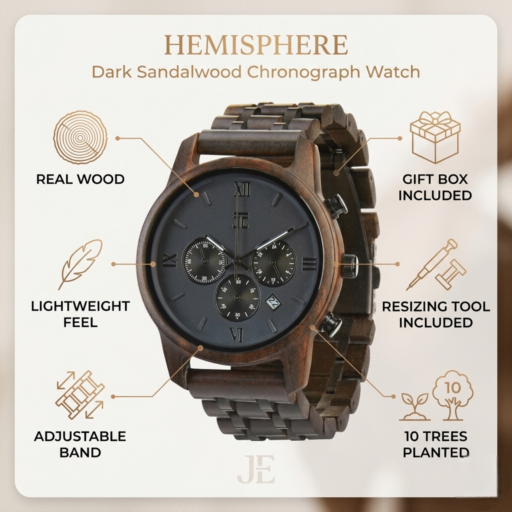 Hemisphere Dark Sandalwood Chronograph Watch