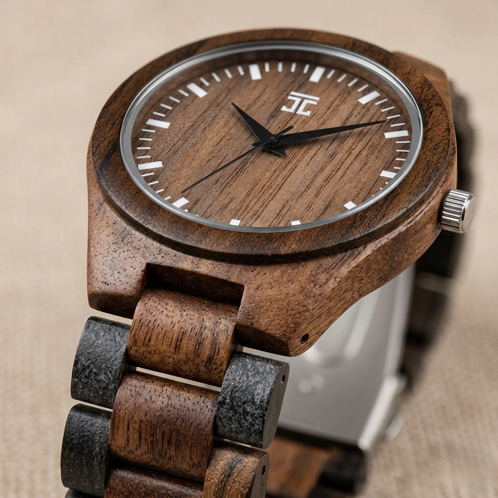 Hex Walnut & Dark Sandalwood Mens Watch
