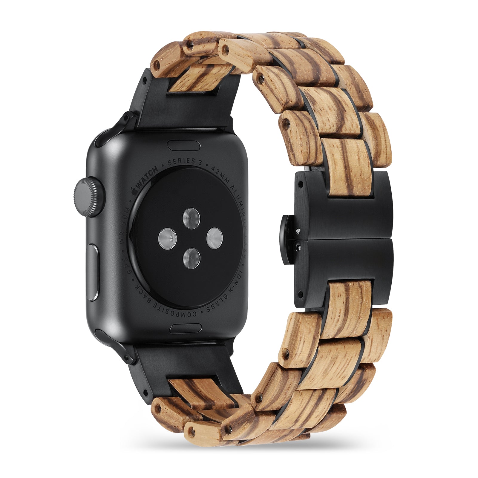 Apple Watch Band | Zebrawood x Black Stainless Steel - Joycoast