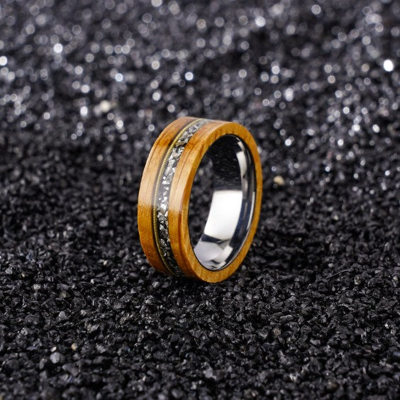 "Paul" | Tungsten + Whiskey Barrell & Guitar String & Crushed Meteorite - Joycoast