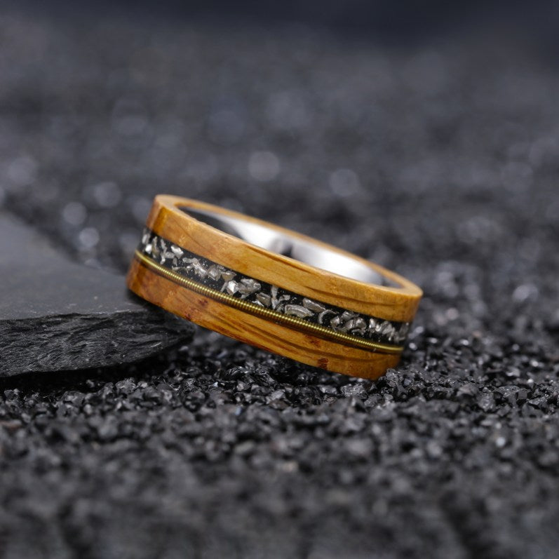 "Paul" | Tungsten + Whiskey Barrell & Guitar String & Crushed Meteorite - Joycoast