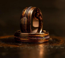 " " | Tungsten + Koa Wood & Crushed Fire Opal - Joycoast