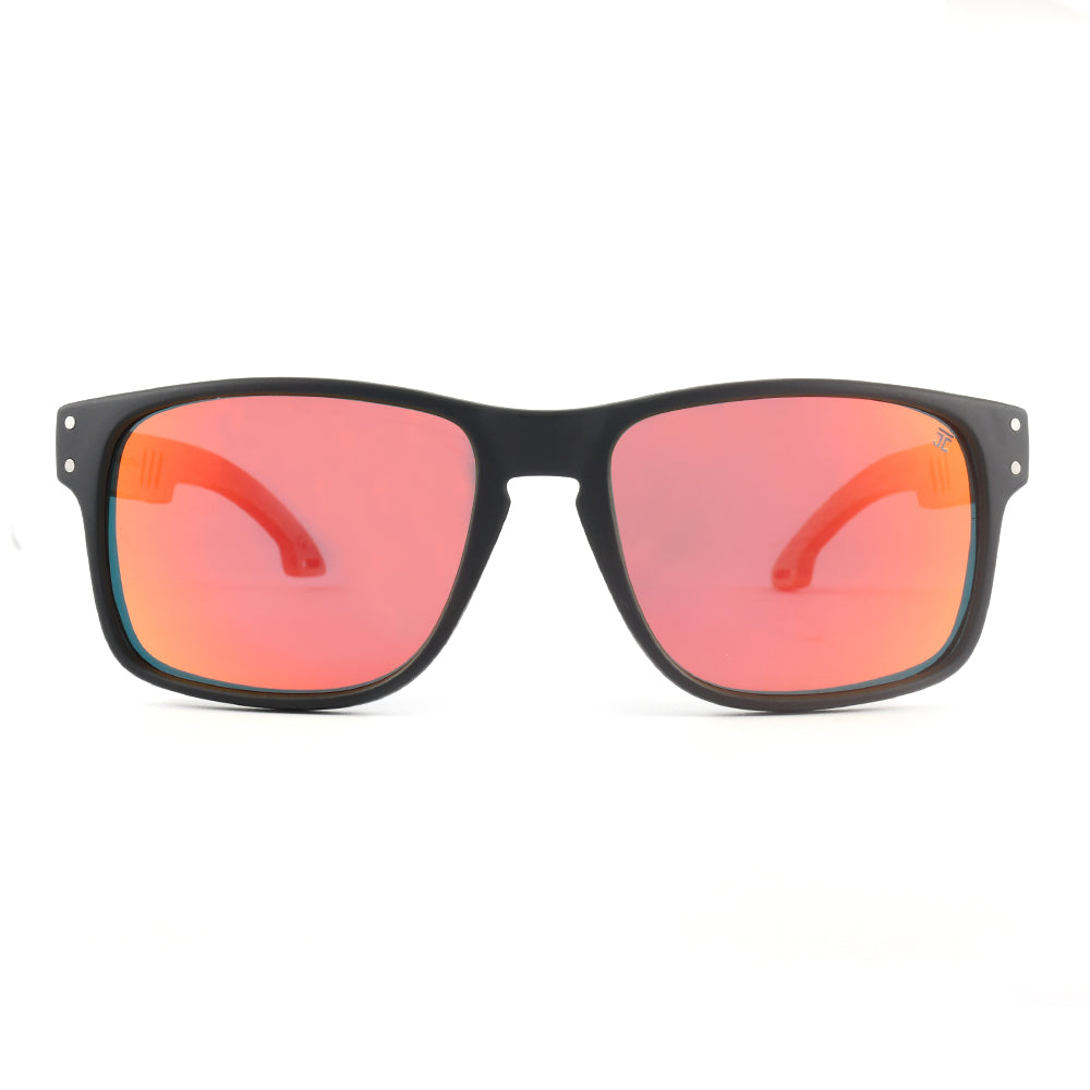 Vents Sporty sunglasses, black frame with mirrored pink-orange lenses and central bridge