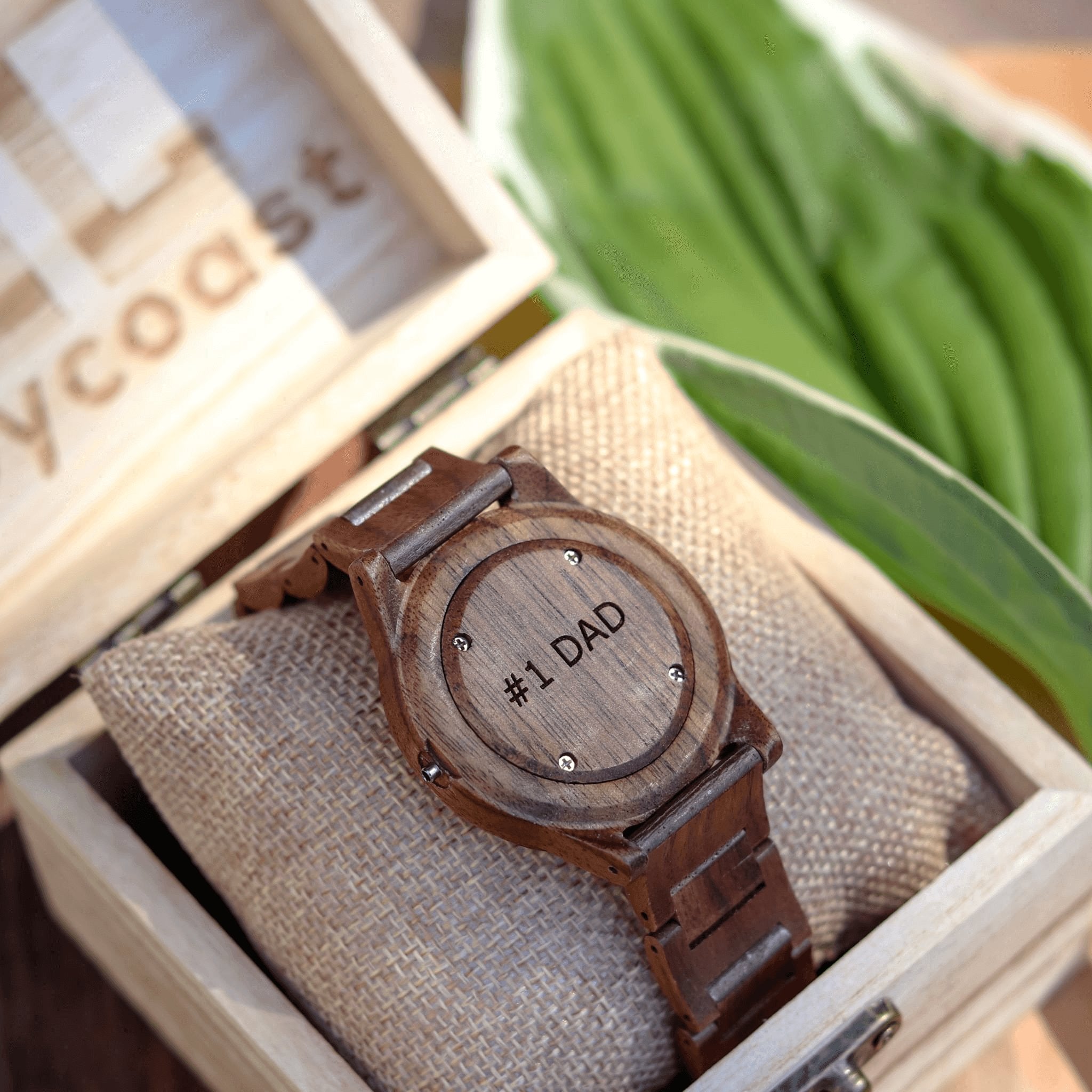Engraved wooden watches 