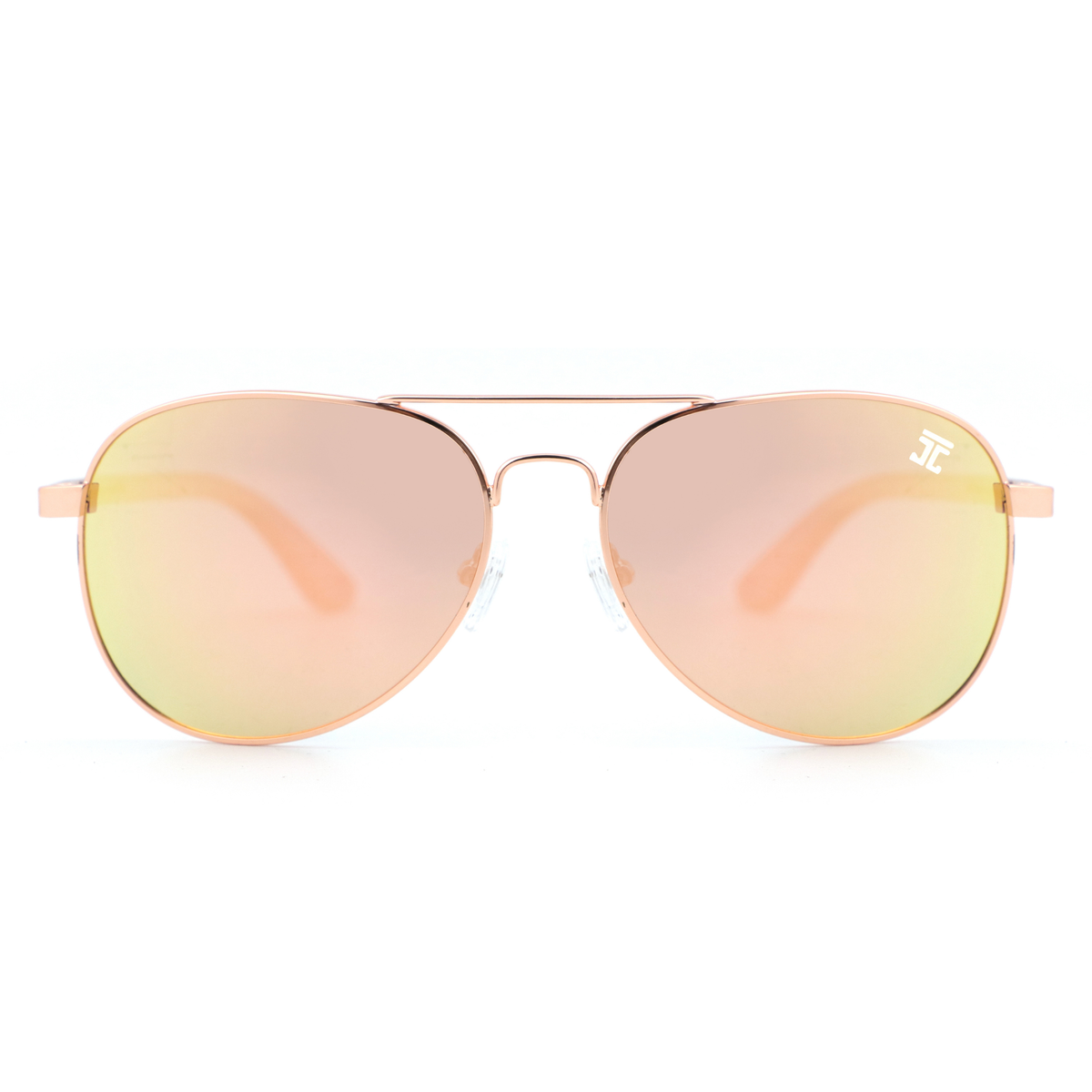 Rose Gold Mirrored Aviator Sunglasses UV 400 protection Aviator - Satin Silver & Polarized Rose Gold Mirror Lenses  main image 3