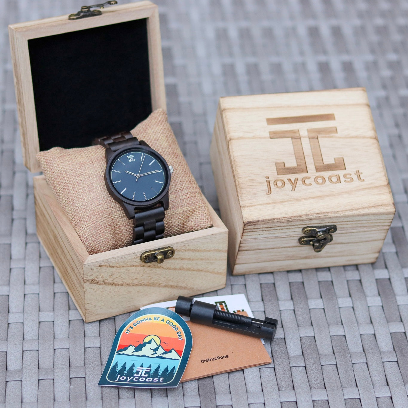 Dark Sandalwood (Blue Face) | Wooden Watch by Joycoast