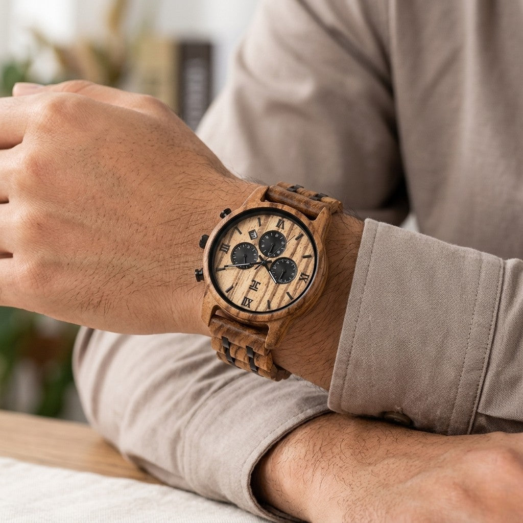Breiler Zebrawood Chronograph Watch