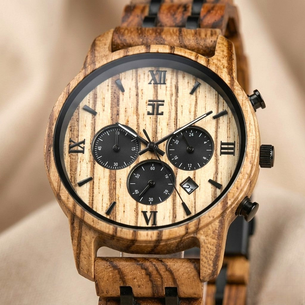 Breiler Zebrawood Chronograph Watch