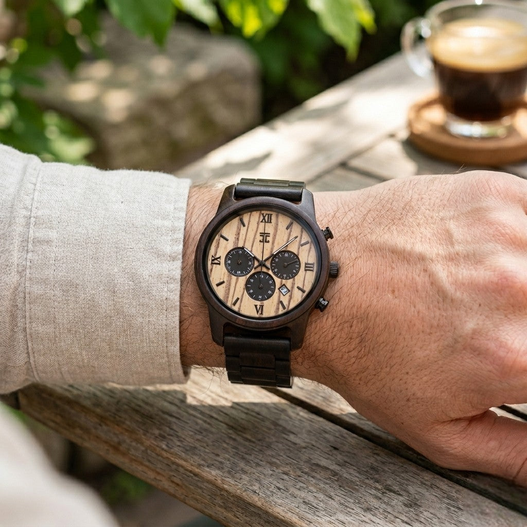 Wild Black Sandalwood & Zebrawood Chronograph Watch