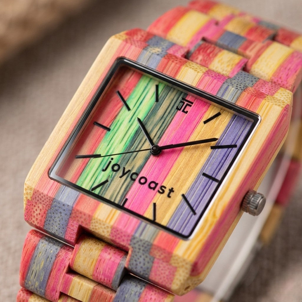 カラフル木製腕時計 Fruitloops Squared Bamboo Square Watch | OG Collection