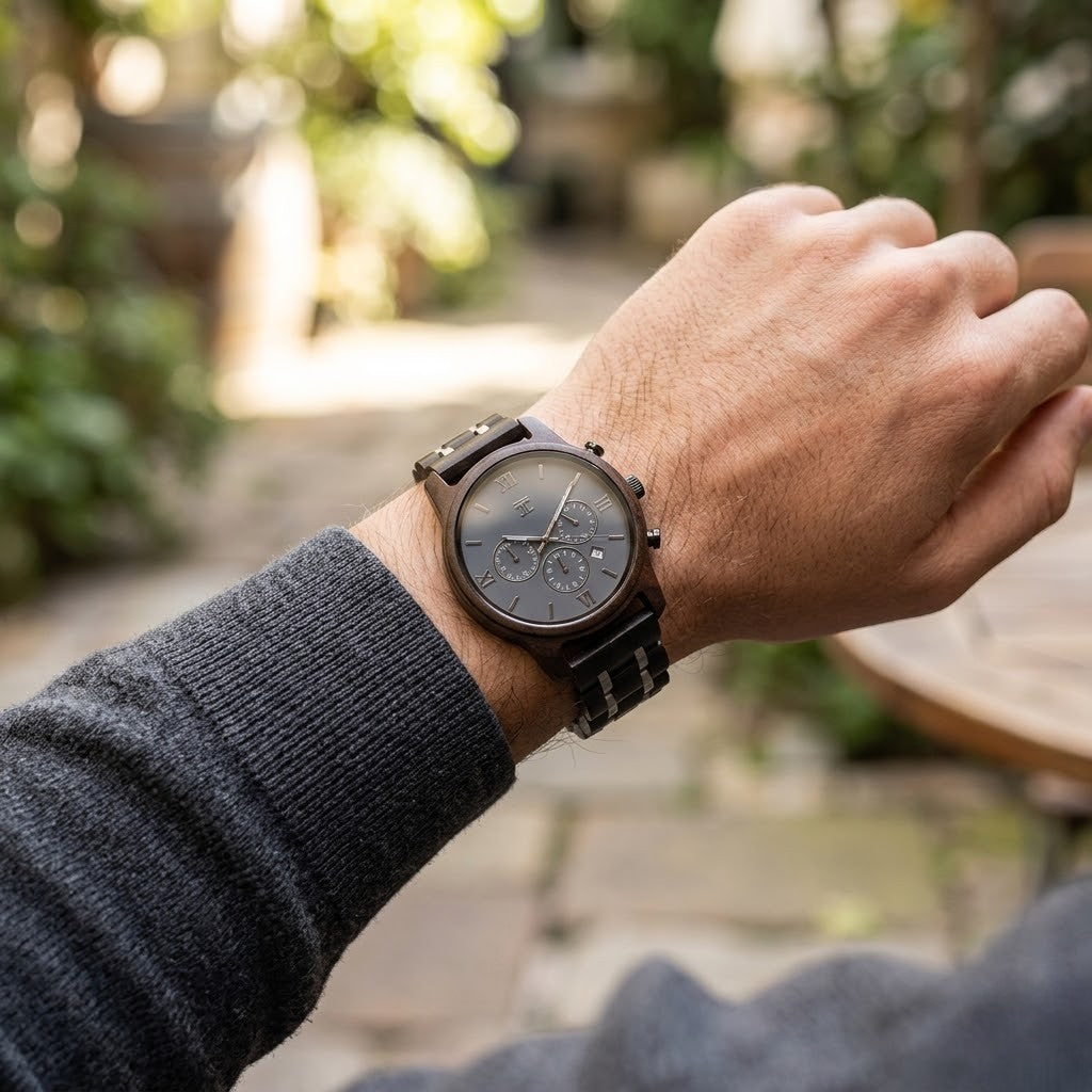 Silver Fox Black Sandalwood Chronograph Watch