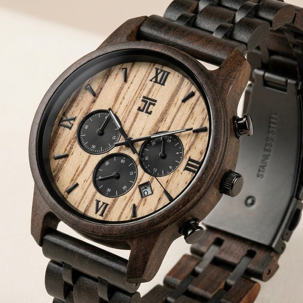 Wild Black Sandalwood & Zebrawood Chronograph Watch