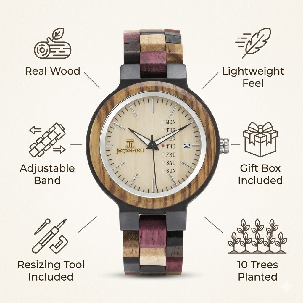 Kaleidoscope Multi-Wooden Watch | Unisex Gift