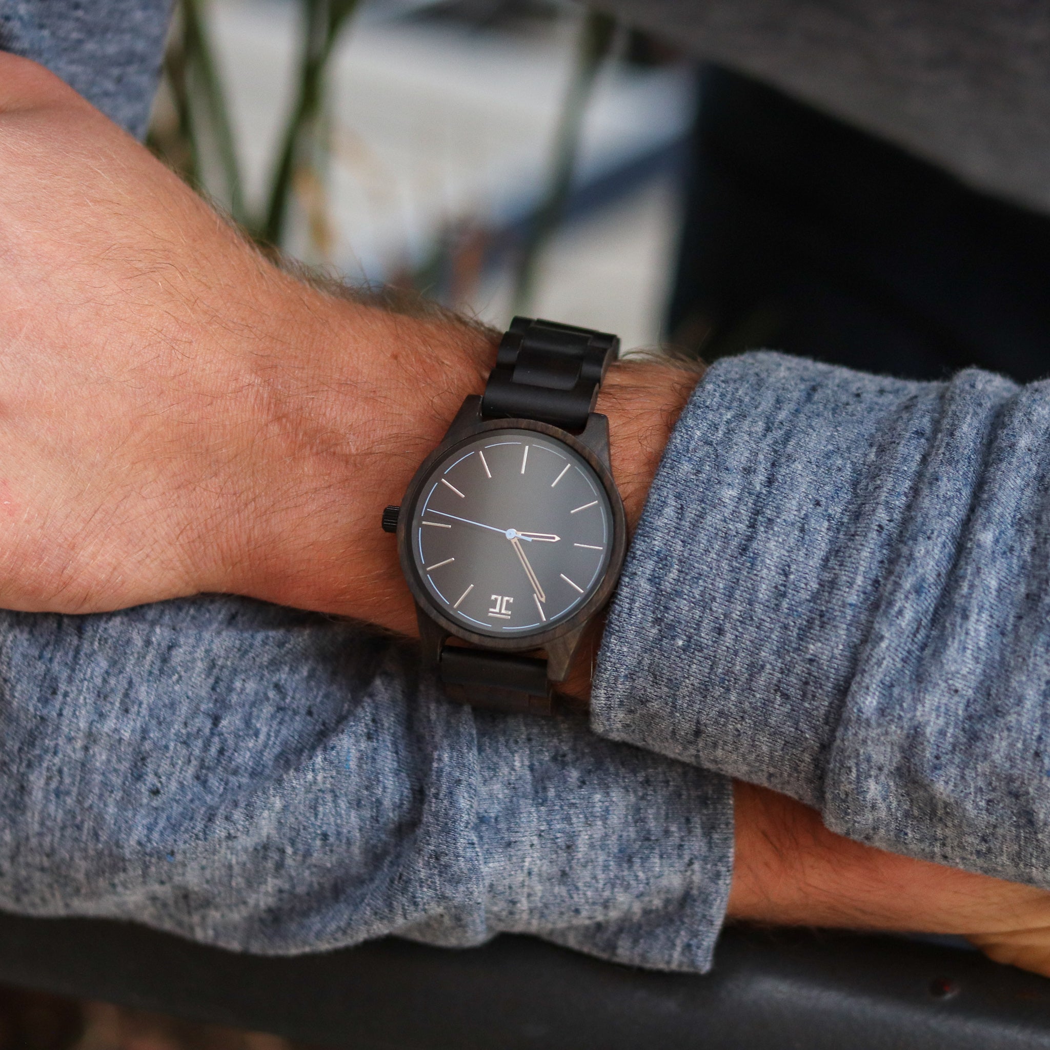 Blue Ringer Dark Sandalwood Wood Watch by Joycoast