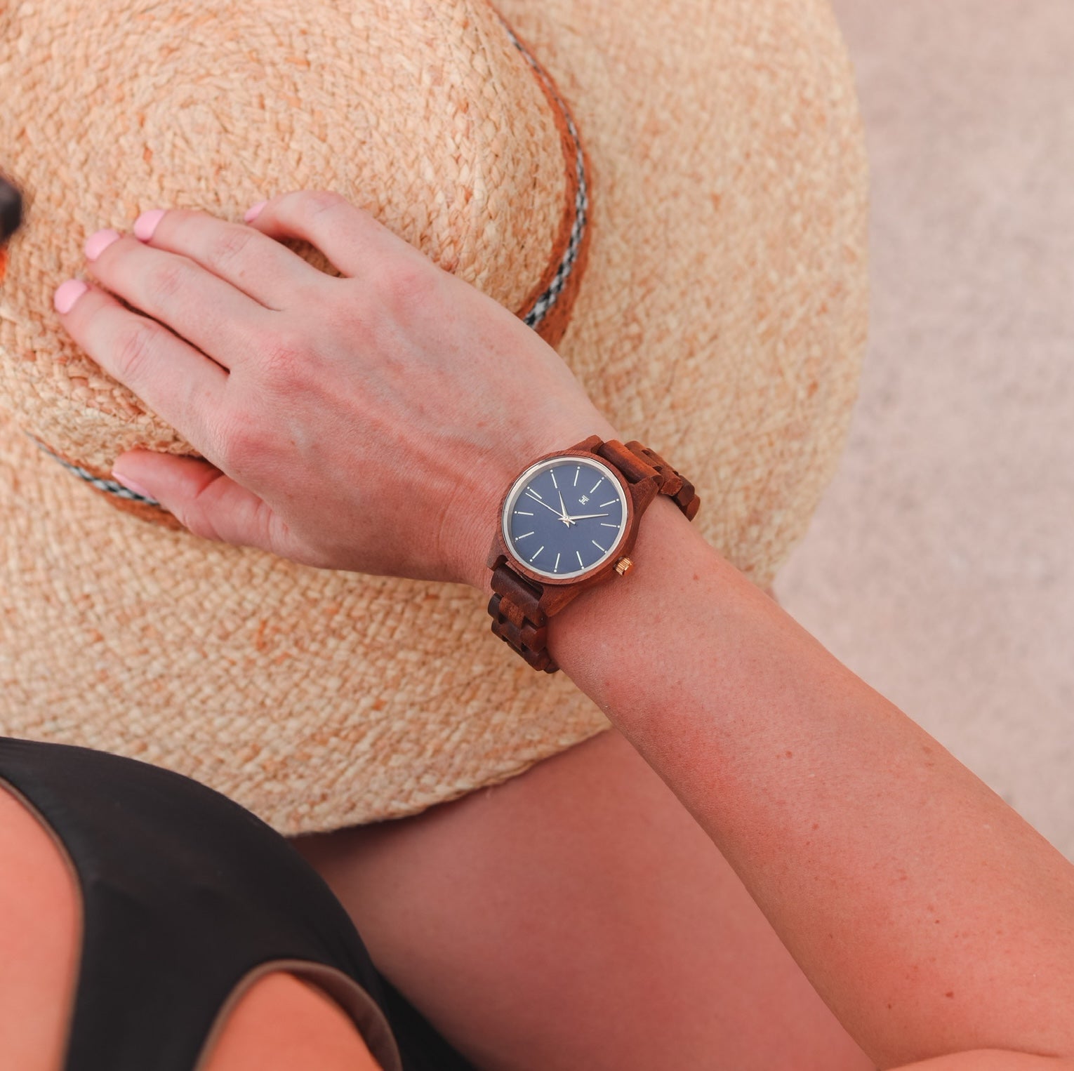 Mini Blue Sapphire (36mm) | Walnut Wood Watch