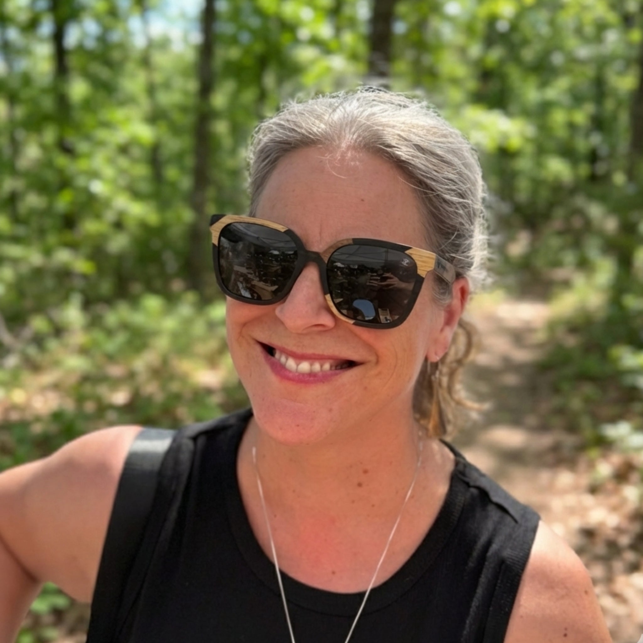 Polarized sunglasses with black frame and dark lenses