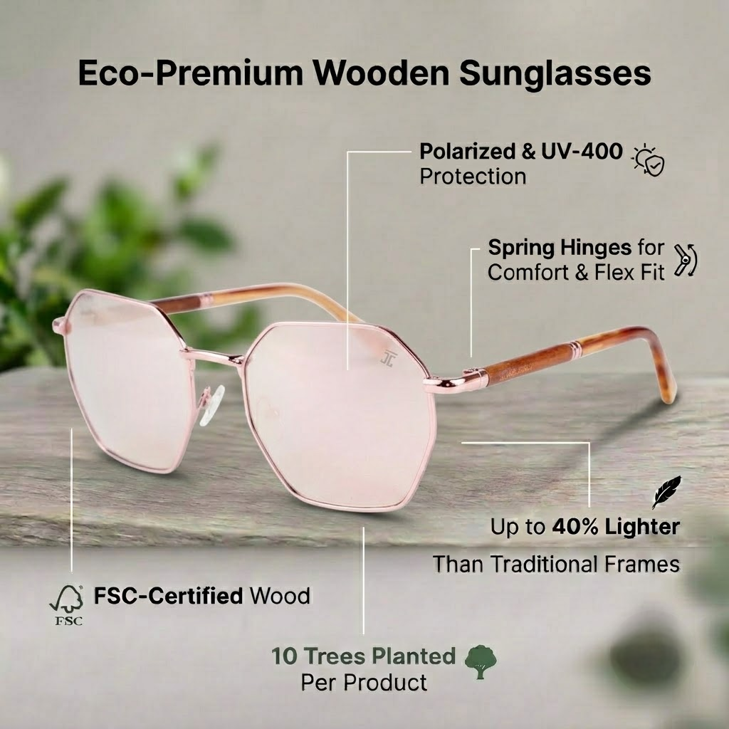 Kids acetate sunglasses with rose-gold frame and pink tinted octagon lenses, tortoise temples