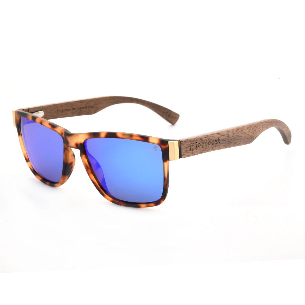 Tigers sunglasses with tortoiseshell frames and blue tinted lenses