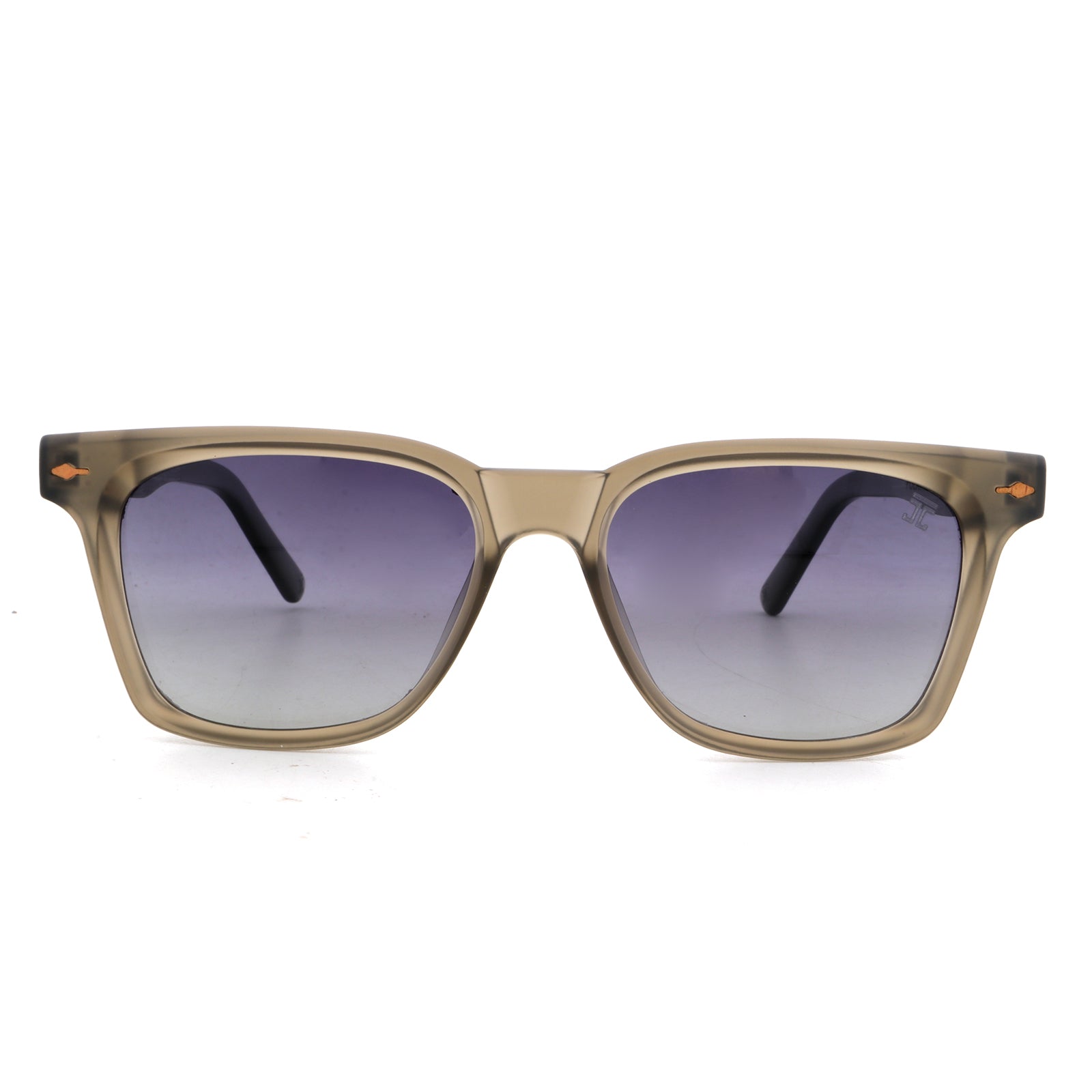 Kids square sunglasses with olive frame and purple tinted lenses