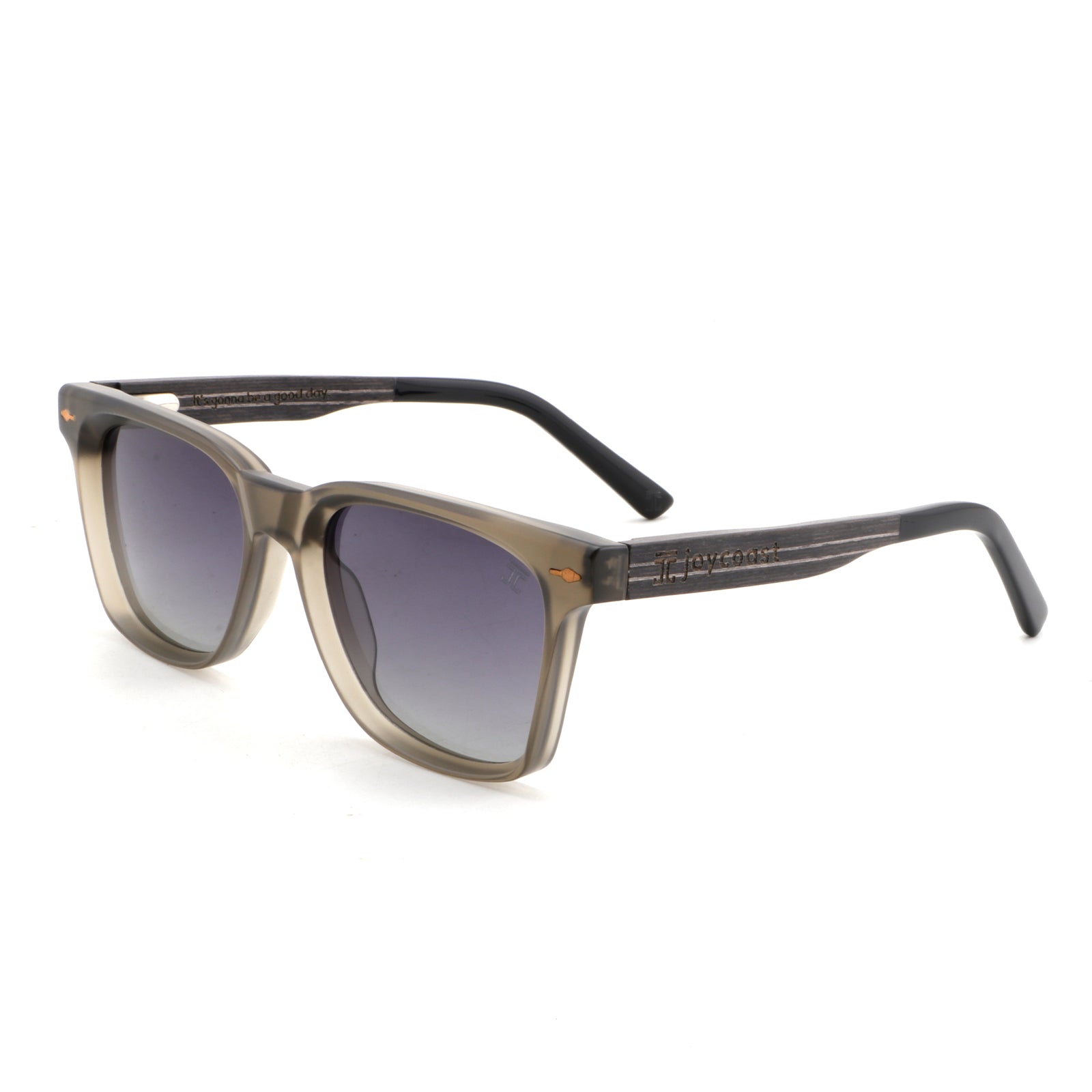 Kids square sunglasses with olive frame and dark purple tinted lenses
