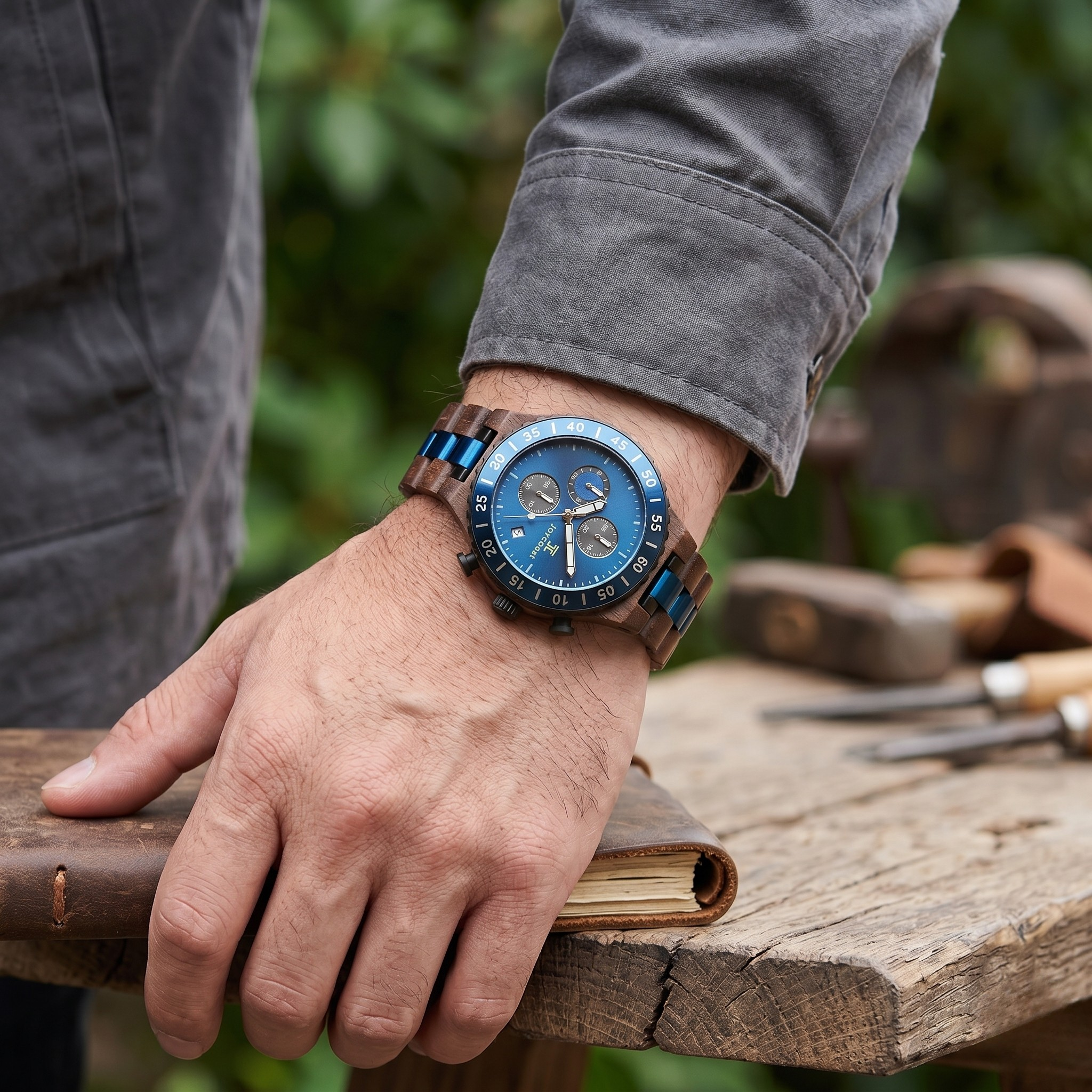 Everest Zebrawood Chronograph Watch