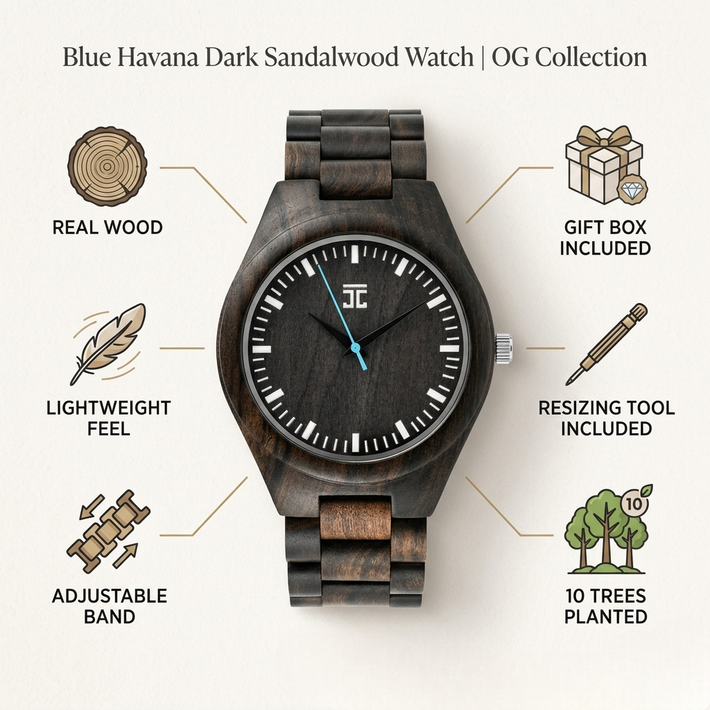 Blue Havana Dark Sandalwood Watch | OG Collection