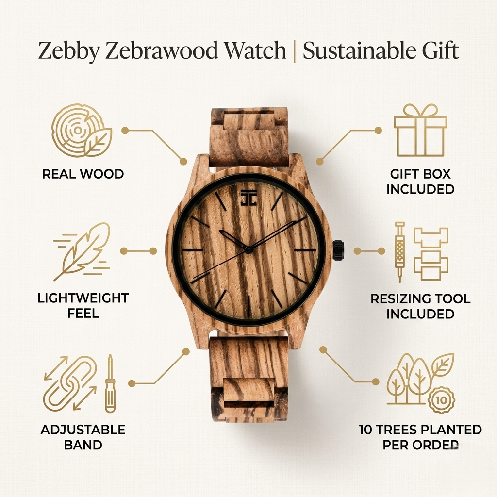 Zebby Zebrawood Watch | Sustainable Gift