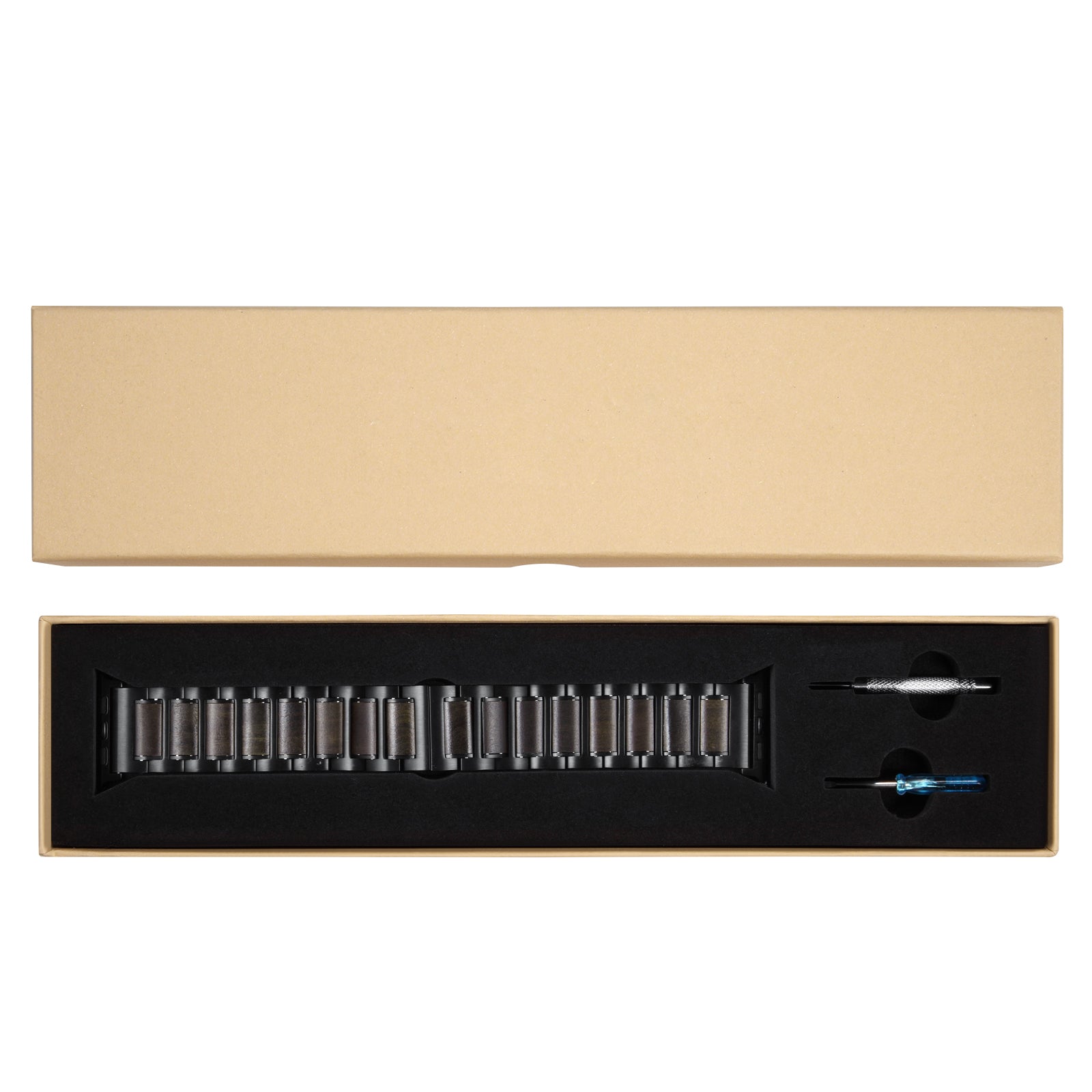 Large Apple Watch Band | Black Stainless Steel x Wood (42mm, 44mm, 45mm) - Joycoast