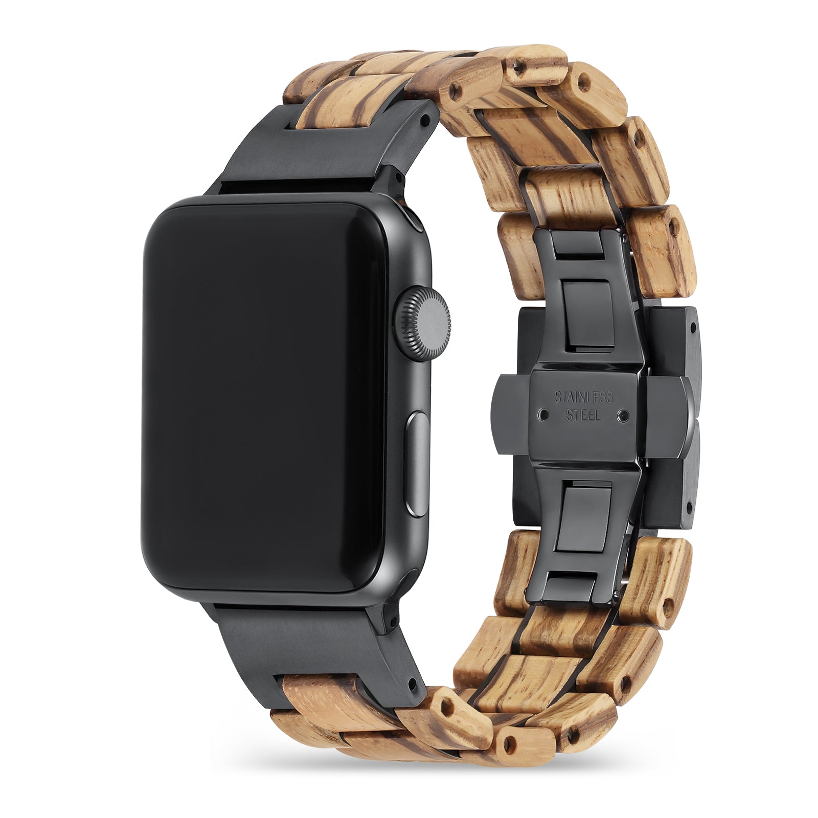 Apple Watch Band | Zebrawood x Black Stainless Steel - Joycoast