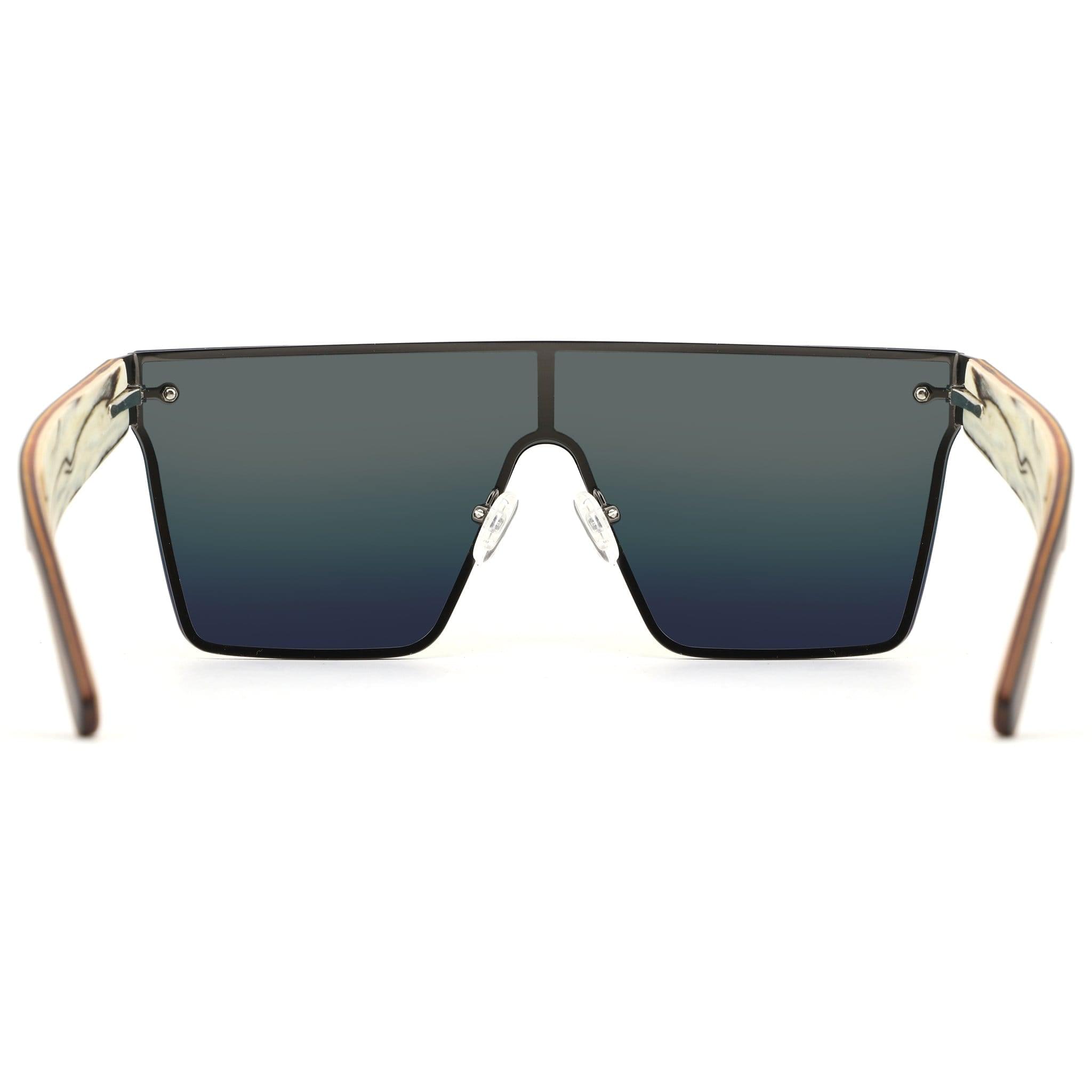 Apres-ski frameless wooden sunglasses with dark smoke lenses and light wood arms