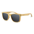 Bamboo wooden sunglasses with dark square lenses, full-frame design