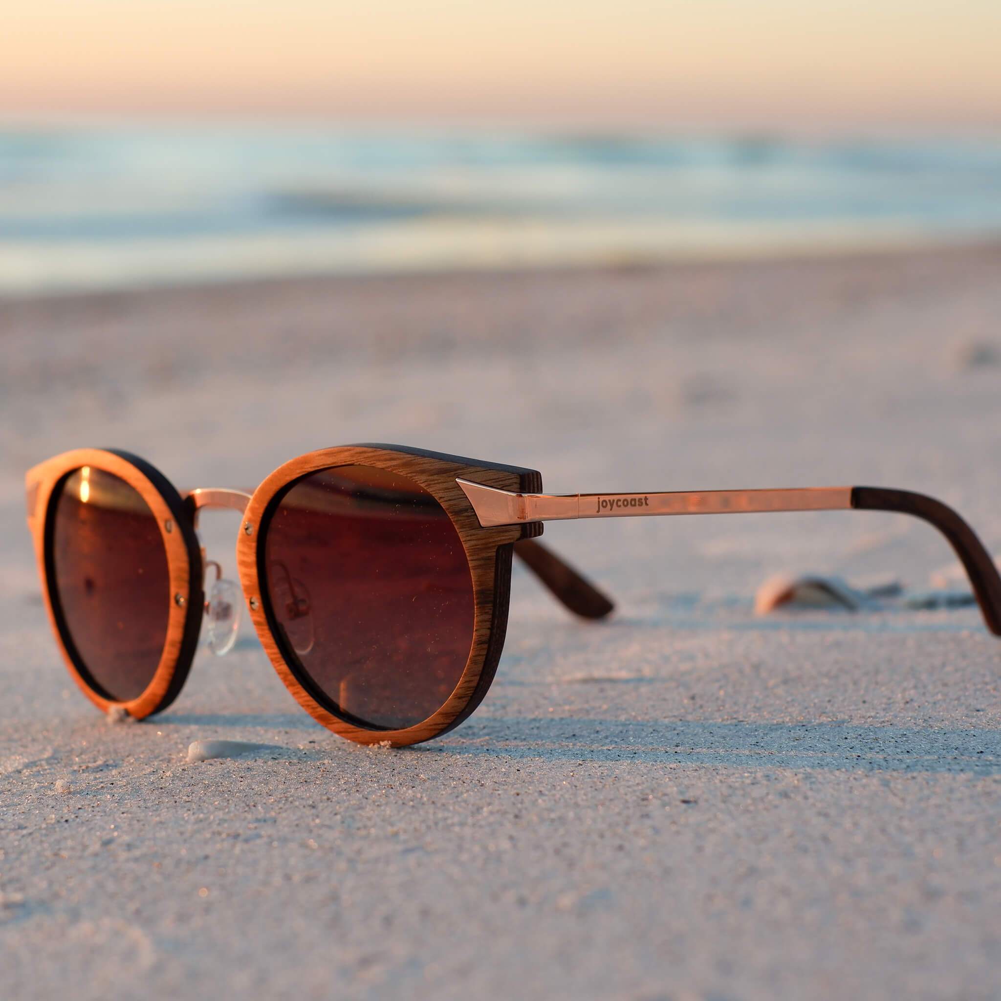 "Ema" | Walnut Round Sunglasses - Joycoast