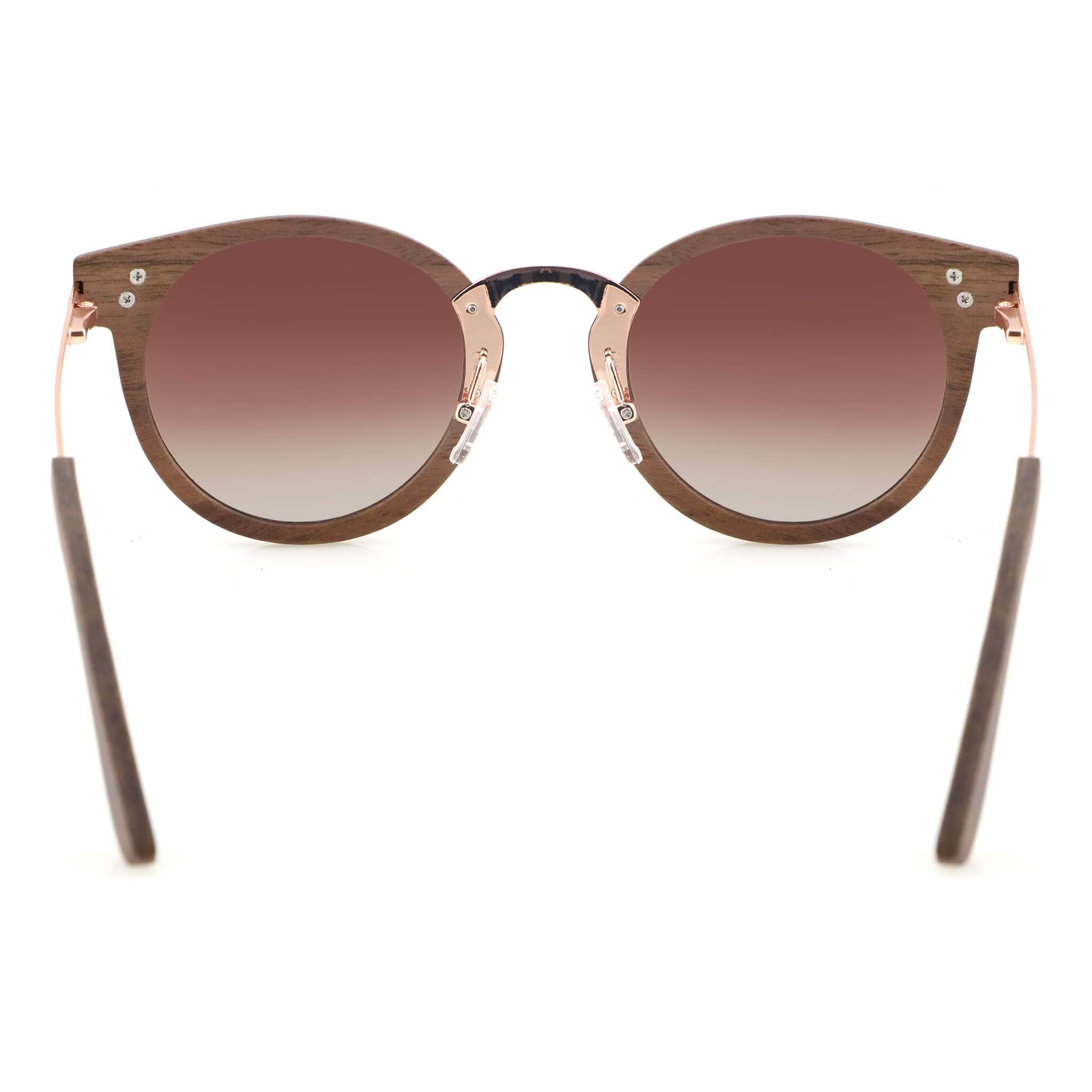 "Ema" | Walnut Round Sunglasses - Joycoast