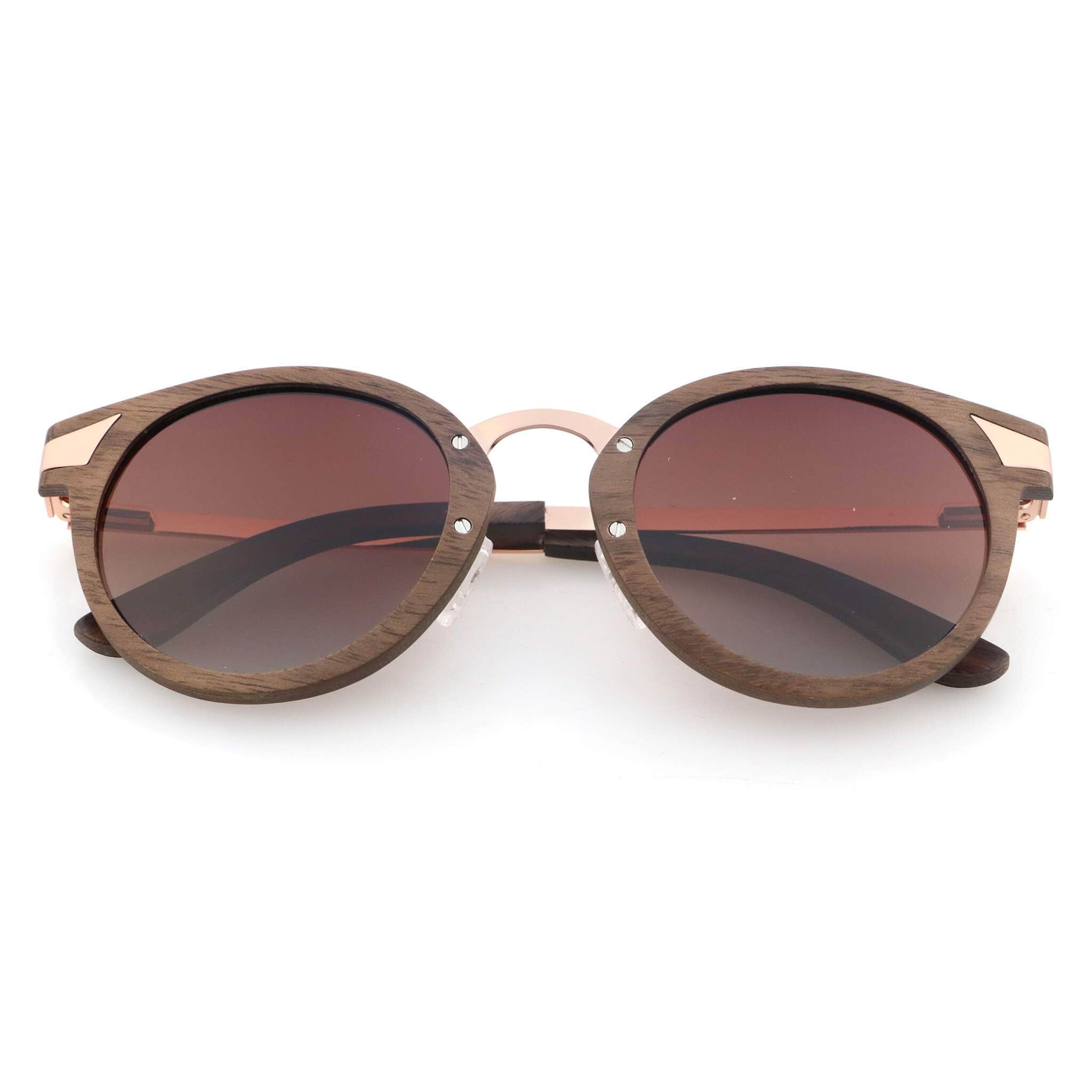 "Ema" | Walnut Round Sunglasses - Joycoast