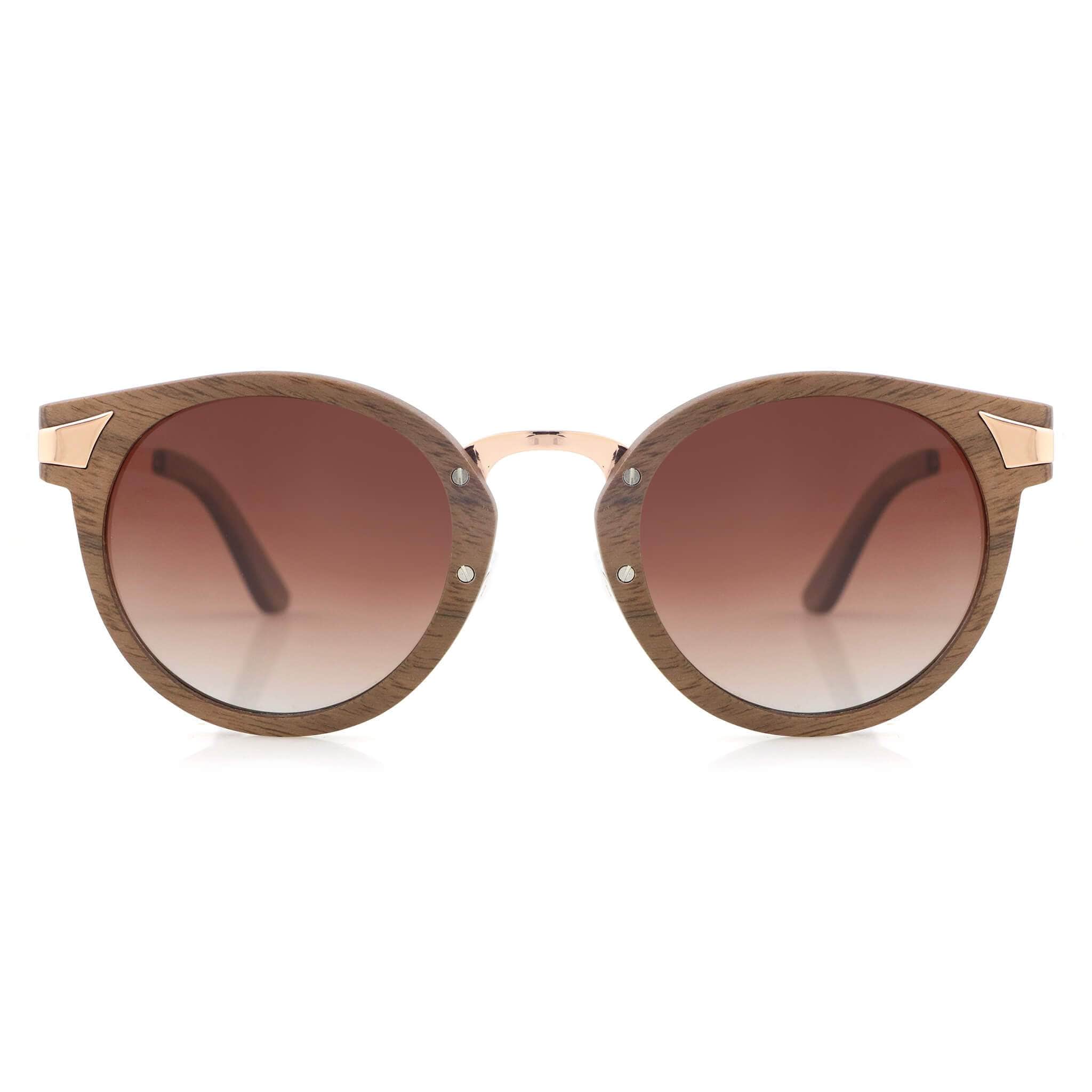 "Ema" | Walnut Round Sunglasses - Joycoast