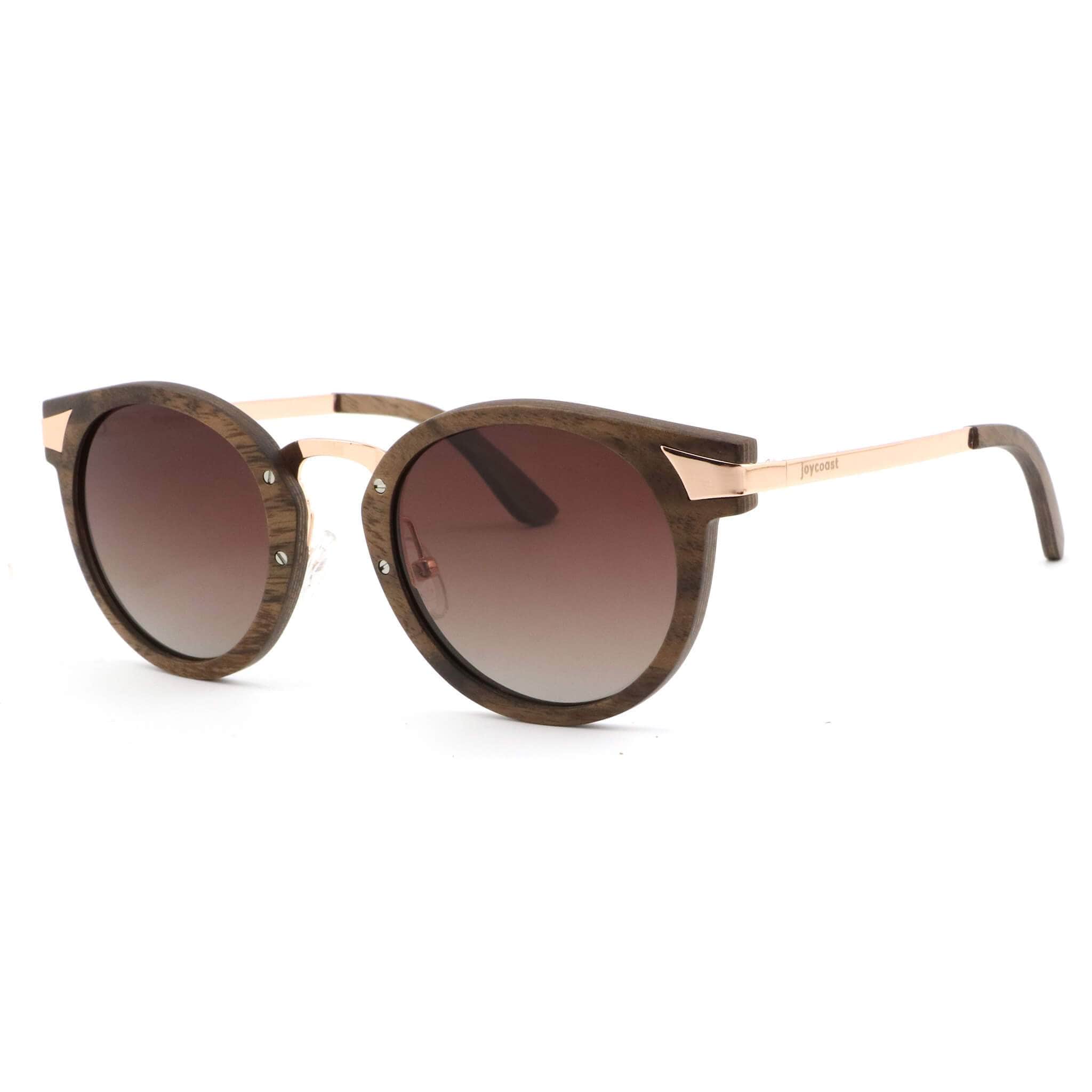 "Ema" | Walnut Round Sunglasses - Joycoast