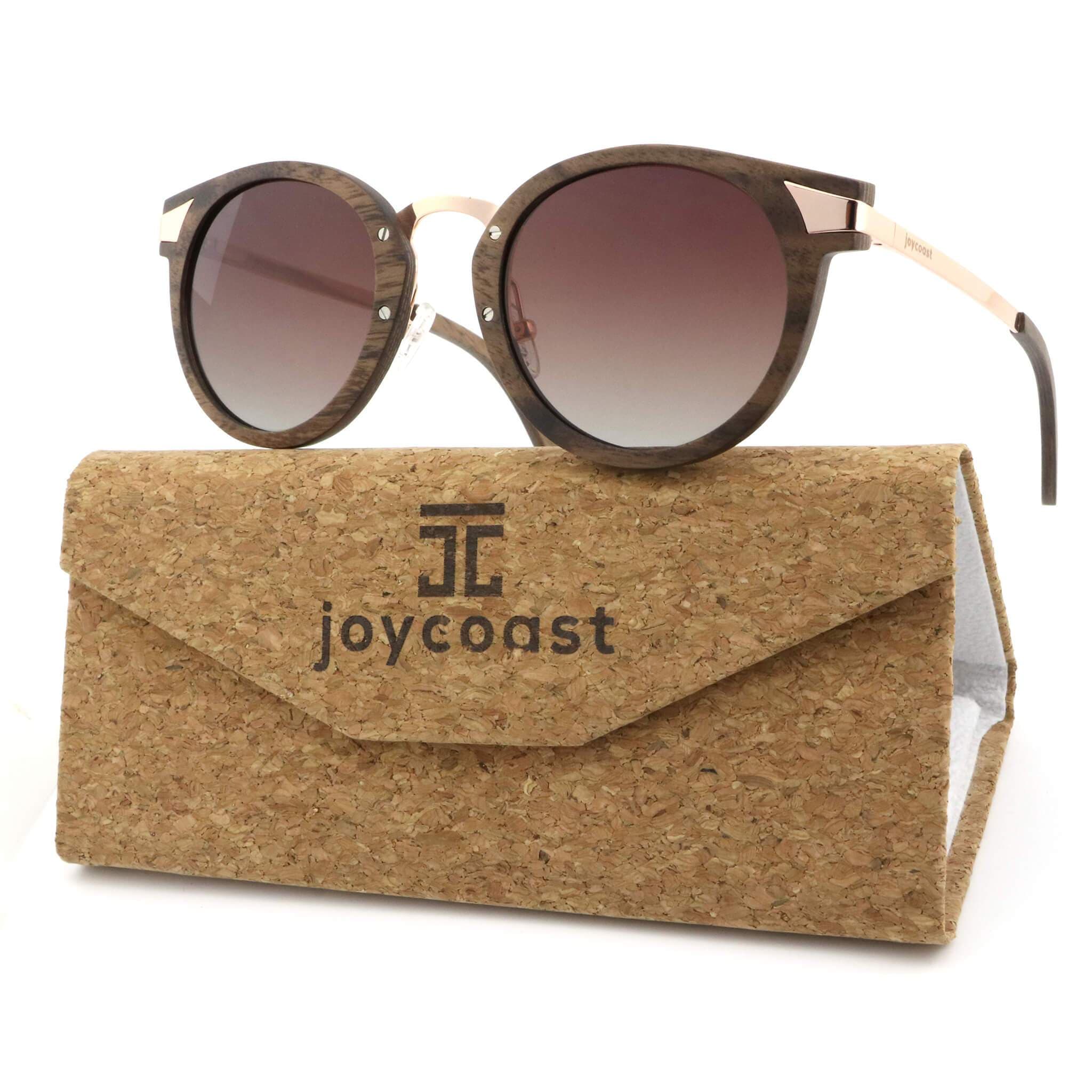 "Ema" | Walnut Round Sunglasses - Joycoast