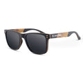 Ebony sunglasses with dark lenses and zebrawood arms