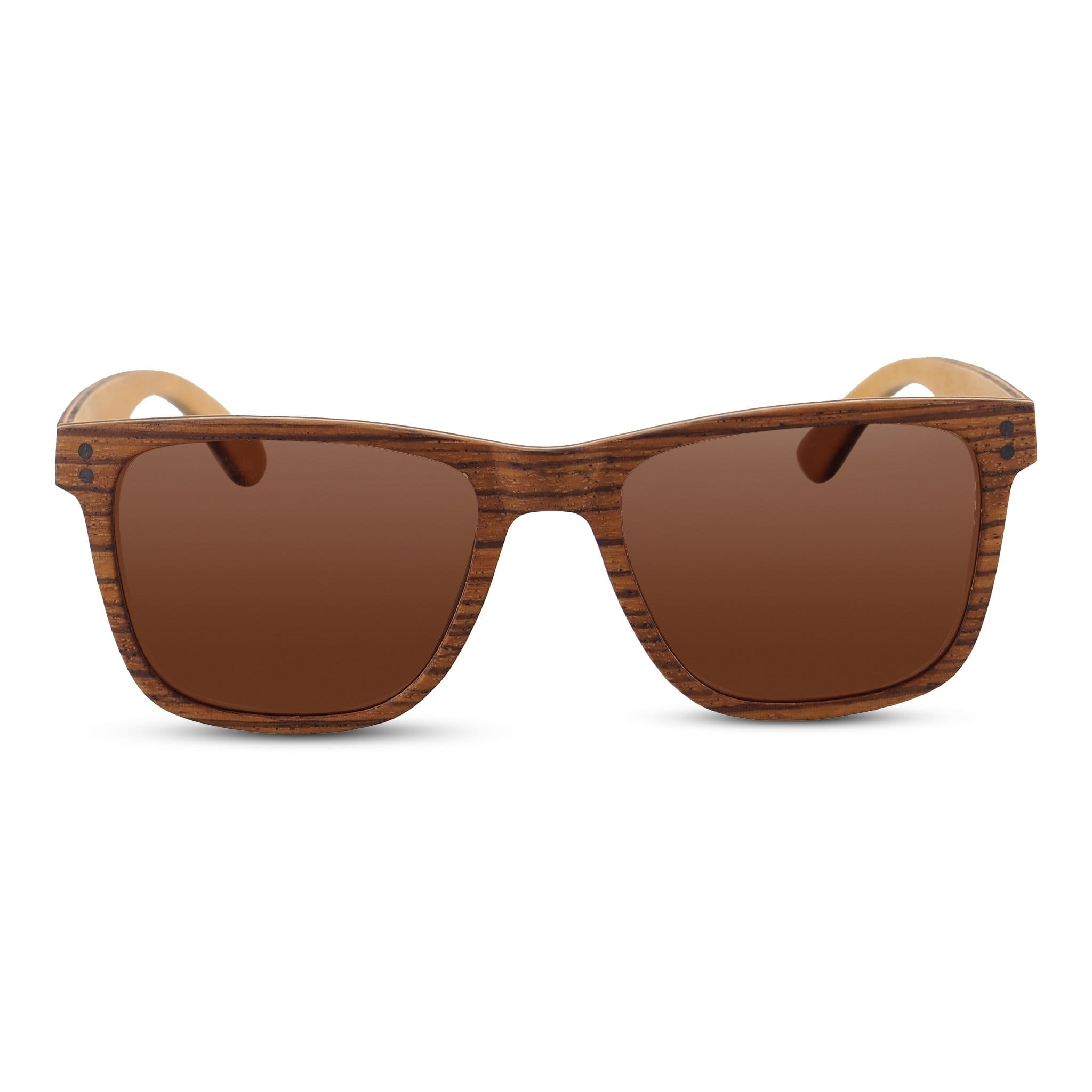 Wayfinder polarized sunglasses with brown lenses and light wood frame